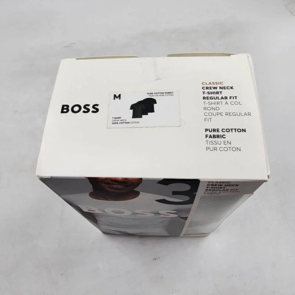 Boss Cotton Crewneck Regular Fit T-Shirt Men's M Multi Short Sleeve - Pack of 3
